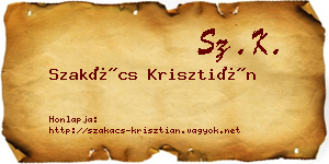 Szakács Krisztián névjegykártya